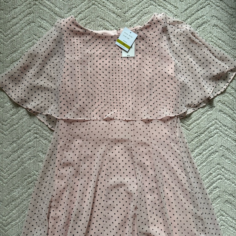 Danny & Nicole dress pale pink with black polka dots size 14 - Picture 3 of 7